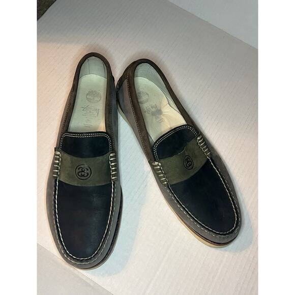 Stussy Deluxe x Timberland Wedge Loafer Shoe Men's 10 Vibram Sole Gray Black - Picture 1 of 12
